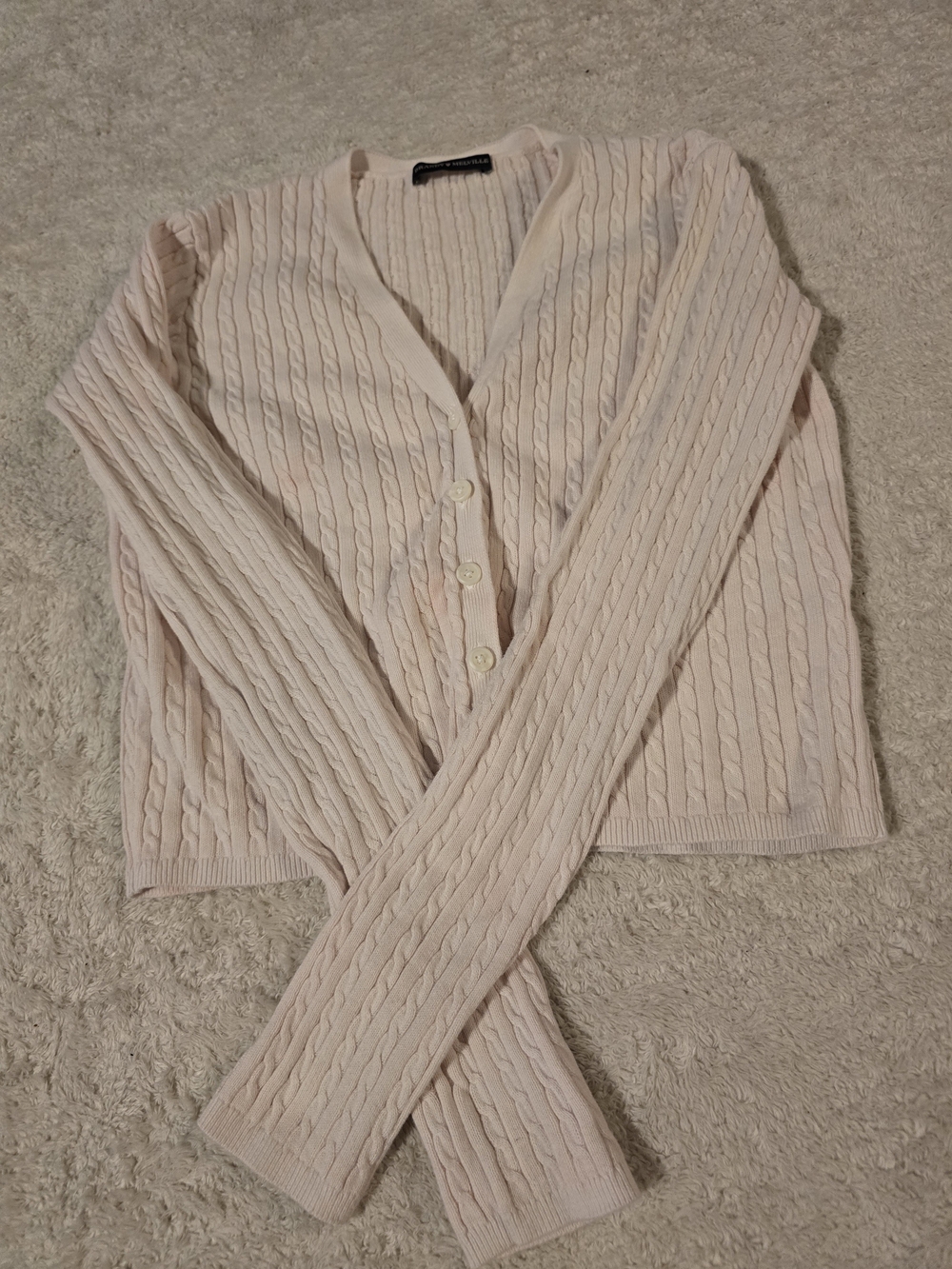 Brandy Melville Light Pink Zoe Cable Knit Cardigan MH560V